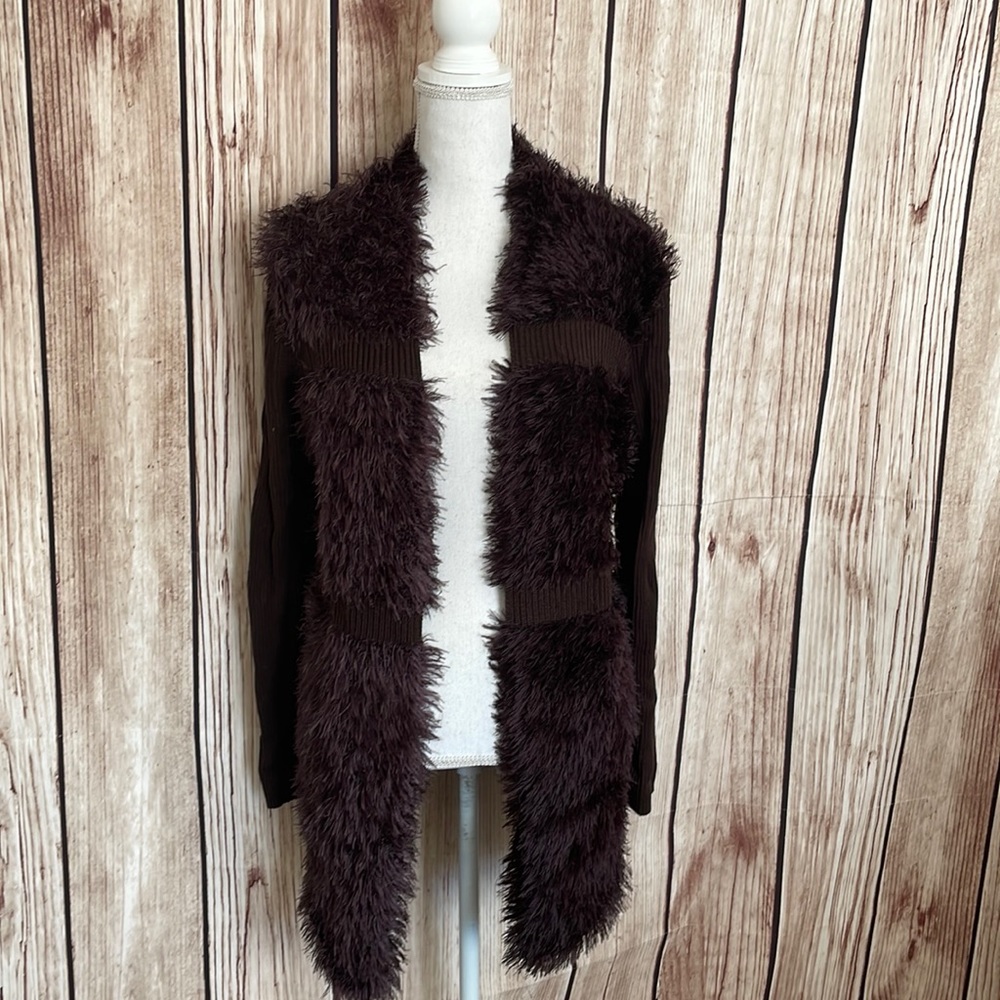 Lauren Michelle Plum Faux Fur Cardigan - Medium